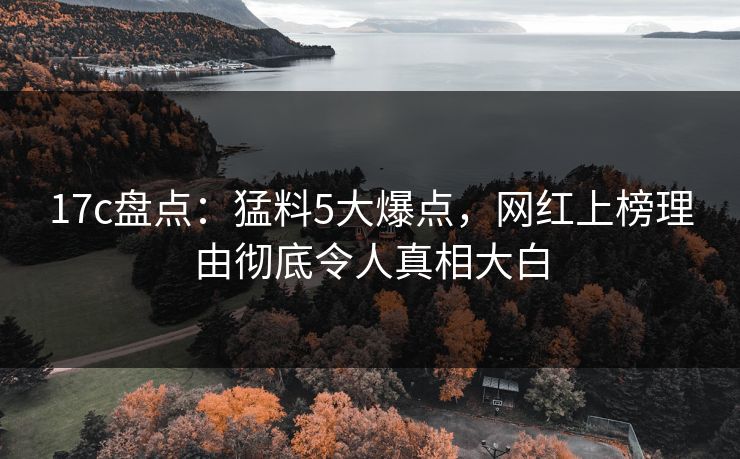 17c盘点：猛料5大爆点，网红上榜理由彻底令人真相大白