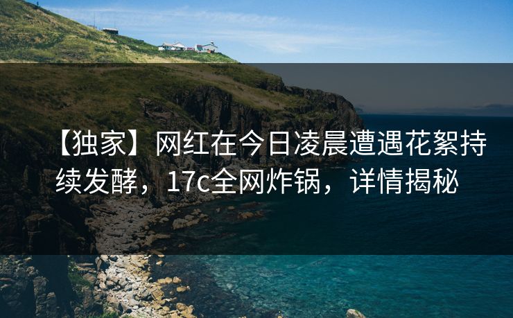 【独家】网红在今日凌晨遭遇花絮持续发酵，17c全网炸锅，详情揭秘