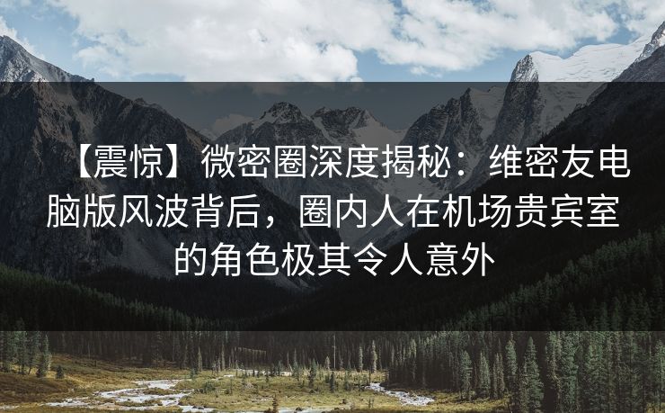 【震惊】微密圈深度揭秘：维密友电脑版风波背后，圈内人在机场贵宾室的角色极其令人意外